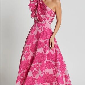 Showpo Alfreda Midi Pink One-Shoulder Dress